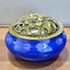 Assorted Color Ceramic Incense Burner Bowl with Floral Lid | Charcoal Incense Holder