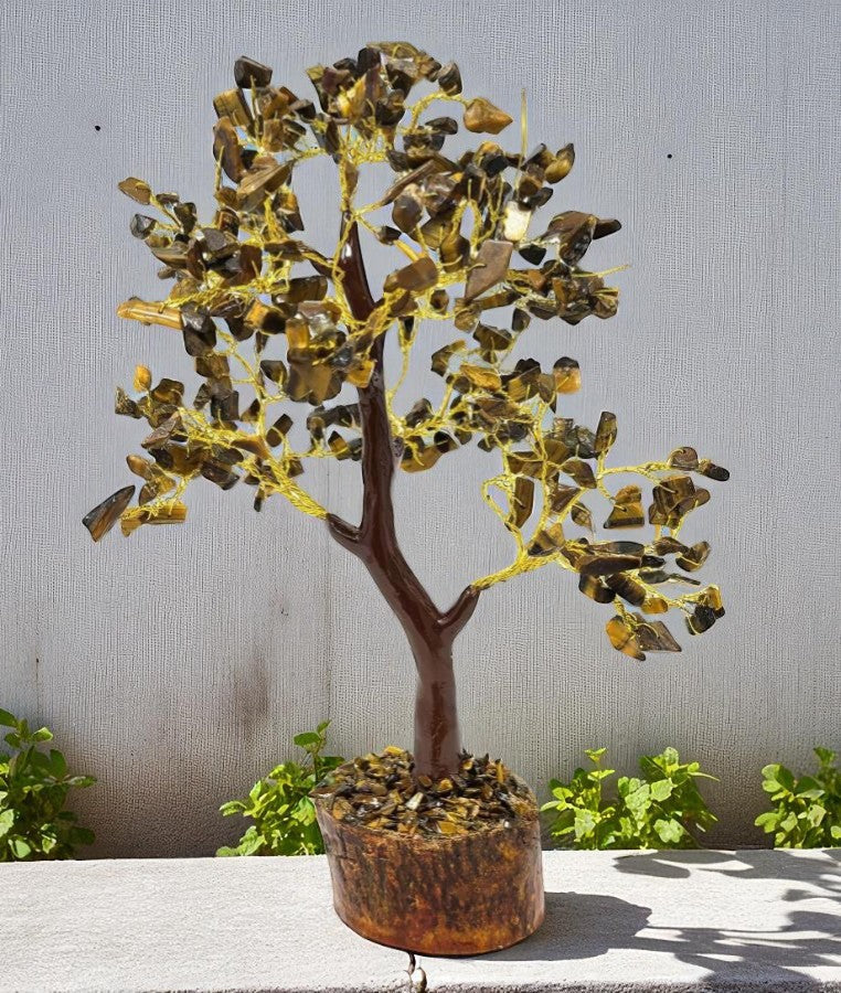 Tiger Eye Gemstone Tree for Focus, Motivation & Protection| 300 Crystal Beads