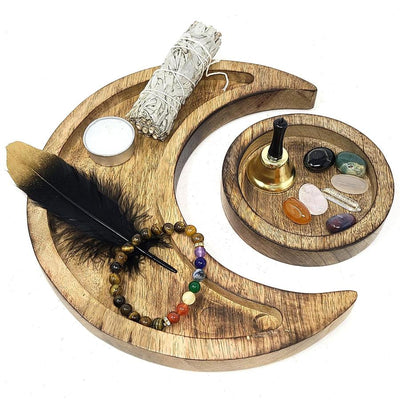 Wooden Crescent Moon Tray Set