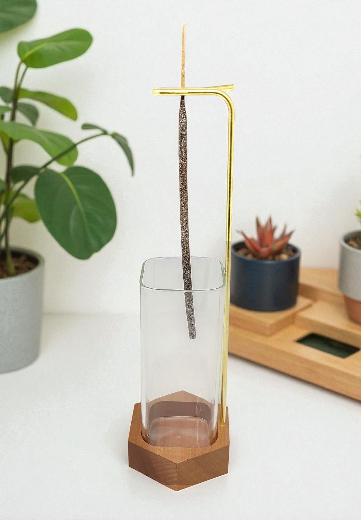 Upside Down Incense Holder w/Wooden Base
