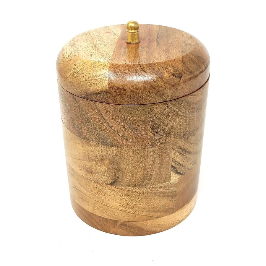 Wooden Cylinder Storage Box with Airtight Lid 6"H x 4.75"D