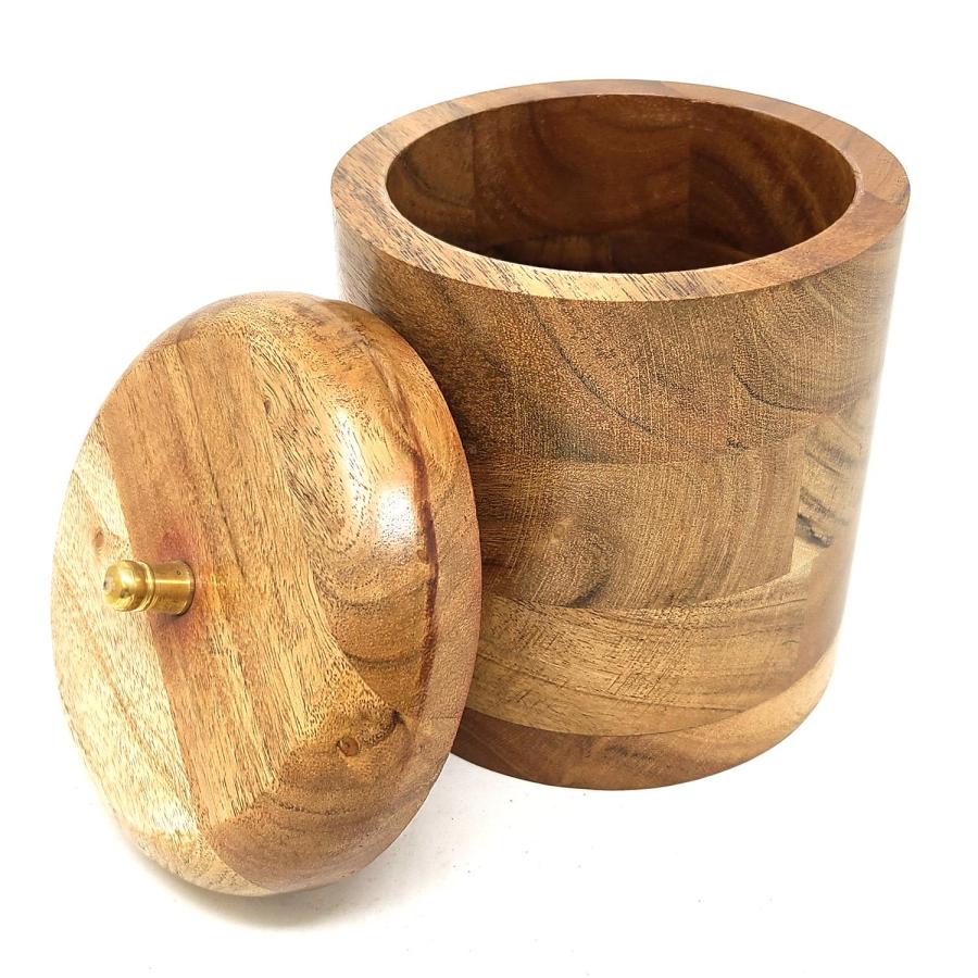 Wooden Cylinder Storage Box with Airtight Lid 6"H x 4.75"D