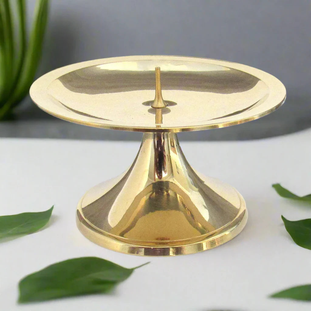 Spiked Brass Candle Holder 3"D