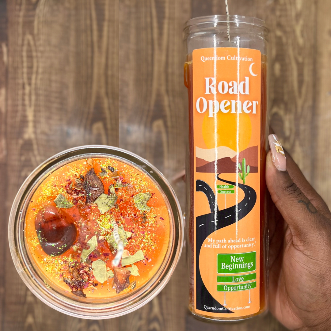Road Opener Crystal Intention Candle