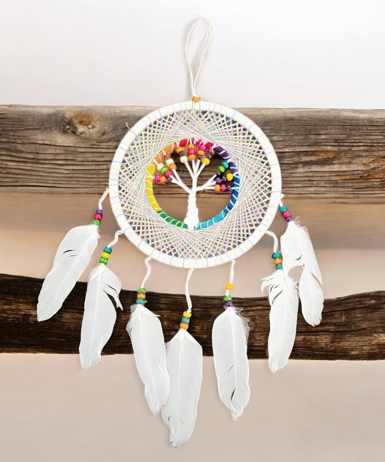 Wooden Bead Tree of Life Dream Catcher for Bedroom or Meditation Space