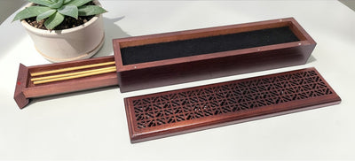 Rosewood Finish Incense Box Burner with Storage – Elegant & Functional