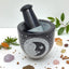 Moon Carved Black Soapstone Mortar & Pestle 3"W x 3"H