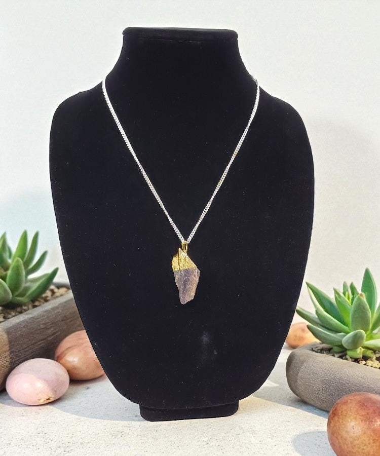 Amethyst Electroplated Pendant for Stress Relief and Spiritual Balance