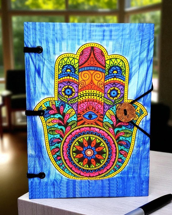 Hamsa Hand Printed Hardcover Journal 5x7 | Spiritual Writing Notebook