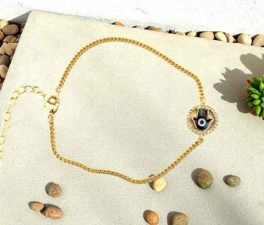 Abalone Hamsa Hand Evil Eye Bracelet – Protection & Balance