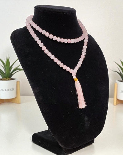 Rose Quartz Necklace & Prayer Mala for Love, Healing, and Balance