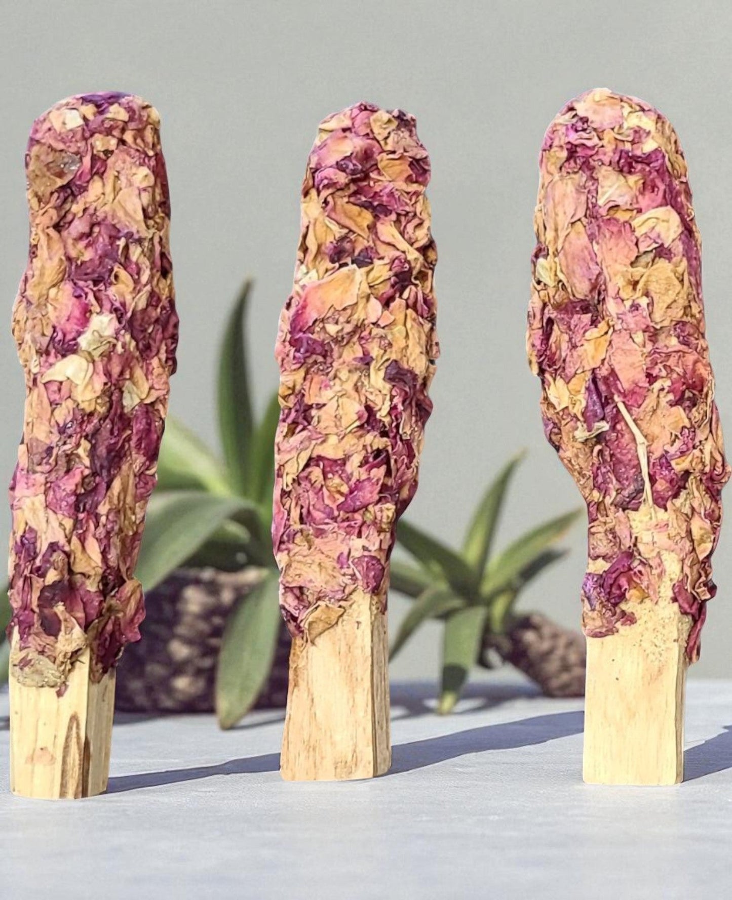 Palo Santo Sticks Hand-Rolled in Rose Petals – Cleansing & Calming