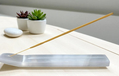 Selenite Incense Burner 8" for Cleansing & Home Energy Balance