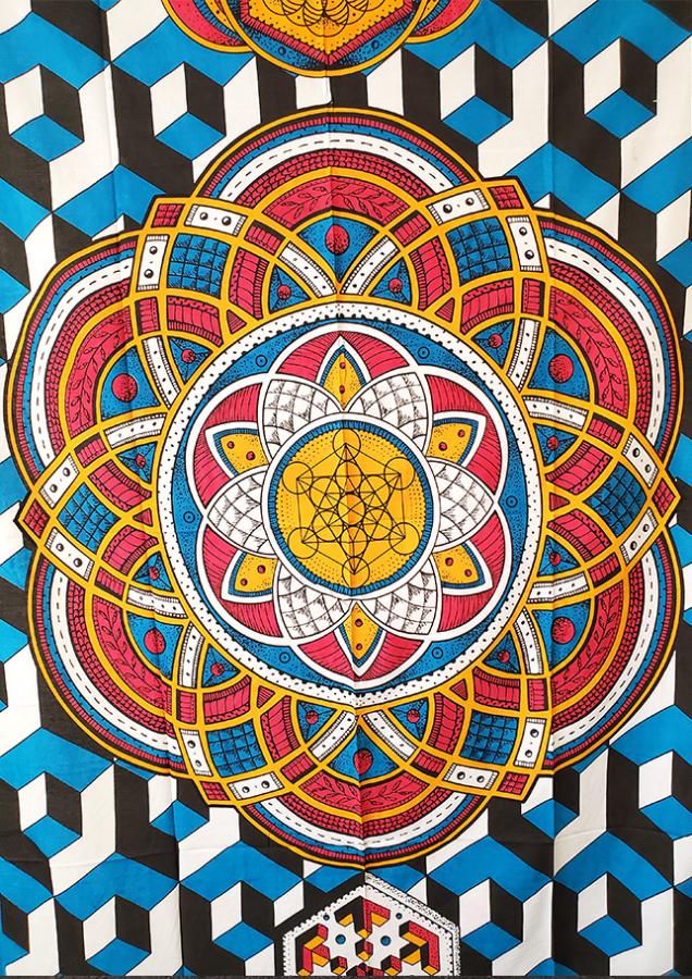 Geometric Multi-Color Tapestry for Meditation & Sacred Spaces